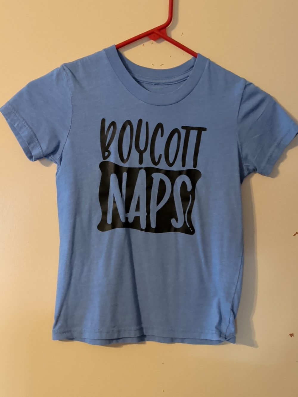 Bella Canvas Blue Kids Tee with Black "Boycott Naps" Graphic